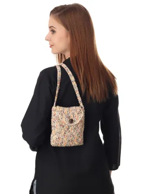 Beige Multi Crochet Sling Bag