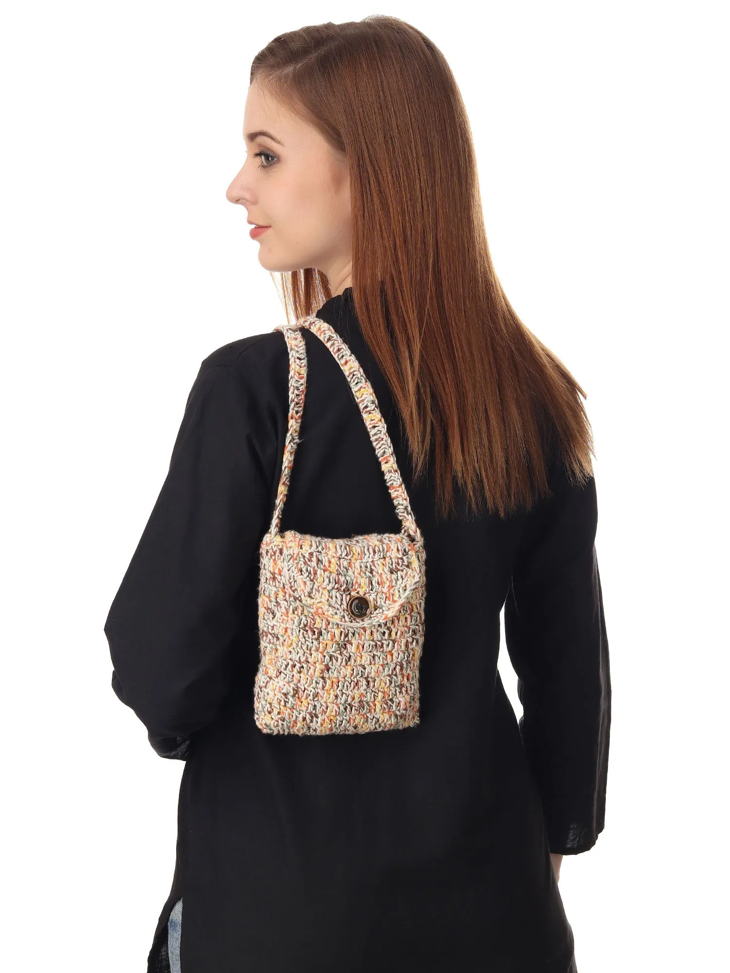 Beige Multi Crochet Sling Bag