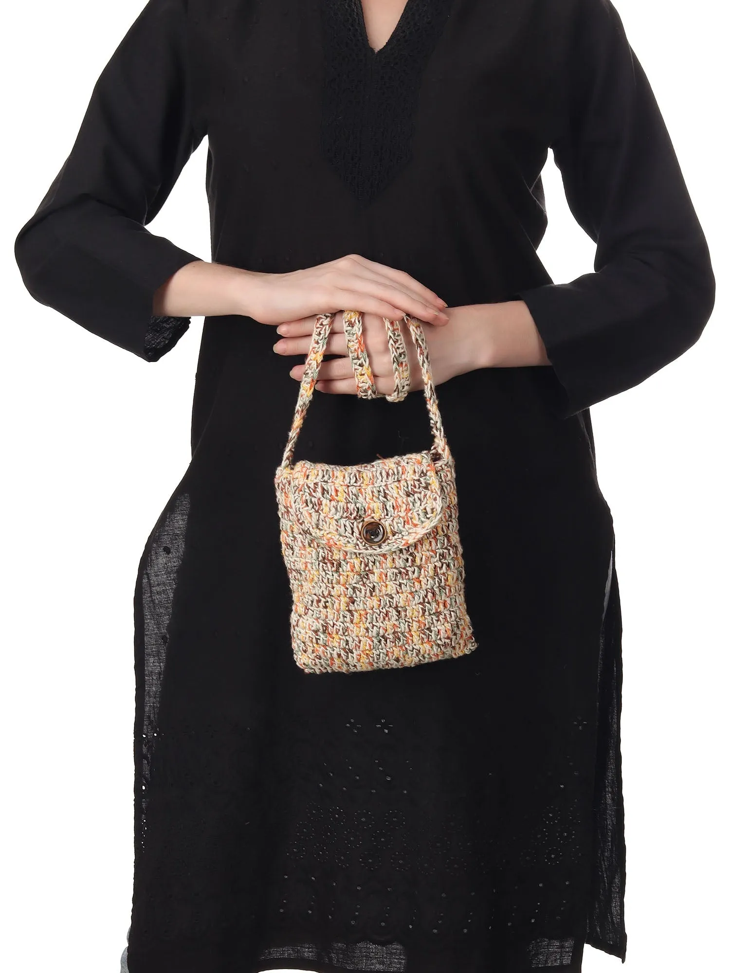 Beige Multi Crochet Sling Bag