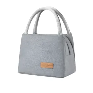 Bento Grey bag large thickened student lunch bag Oxford cloth one shoulder outdoor picnic thermal insulation bag