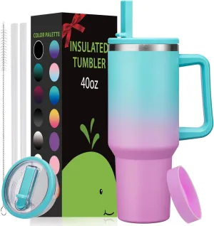 BENZZO 40 oz Tumbler with Flip Straw Lid - Stainless Steel Travel Cups with Lids Straws & Protective Boot,Thermal Flask Travel Mugs Insulated for Hot and Cold, Leak proof Insulated Tumbler Water Cup