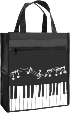 BestSounds Piano Keys Music Waterproof Oxford Cloth Handbag Tote Shopping Book Bag Gift for Kids & Students (Black)