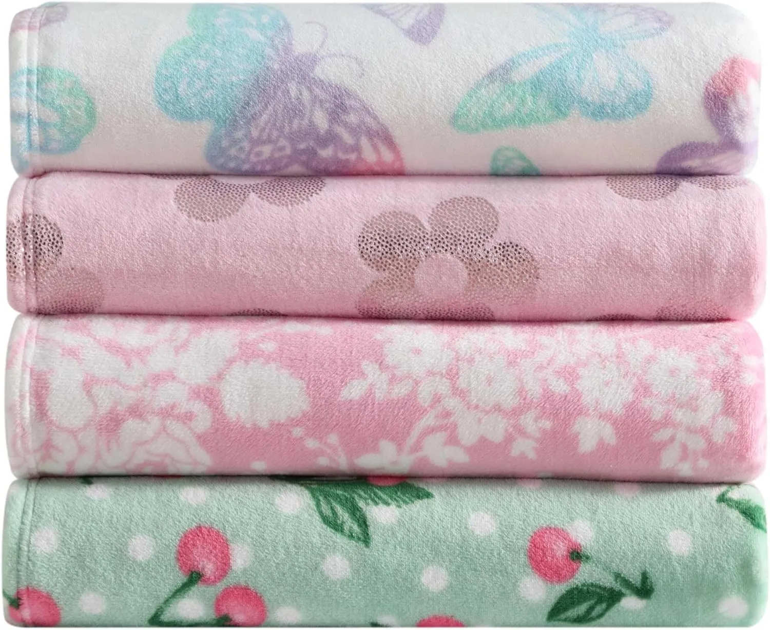 Betsey Johnson - Throw, Ultra-Soft Plush Blanket, Ideal for Couch, Bed, or Lounges (Cherry Dots Green, 50" x 70")