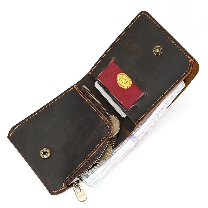 Bifold Genuine Leather Wallet Handcrafted Slim Ready-made