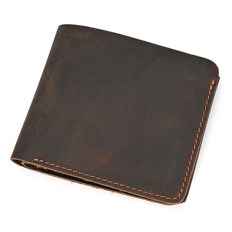 Bifold Genuine Leather Wallet Handcrafted Slim Ready-made
