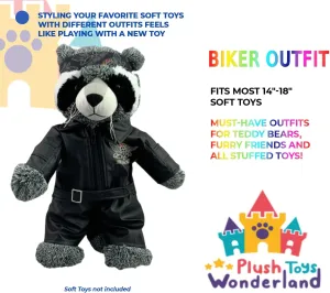 Biker King of The Road Outfit for Stuffed Animal Buddy Bear - Fits Most 14"-18" Plush Soft Toys Adorable Bike Rider Costume Plushie Teddy Bear, Ideal Gift for Kids