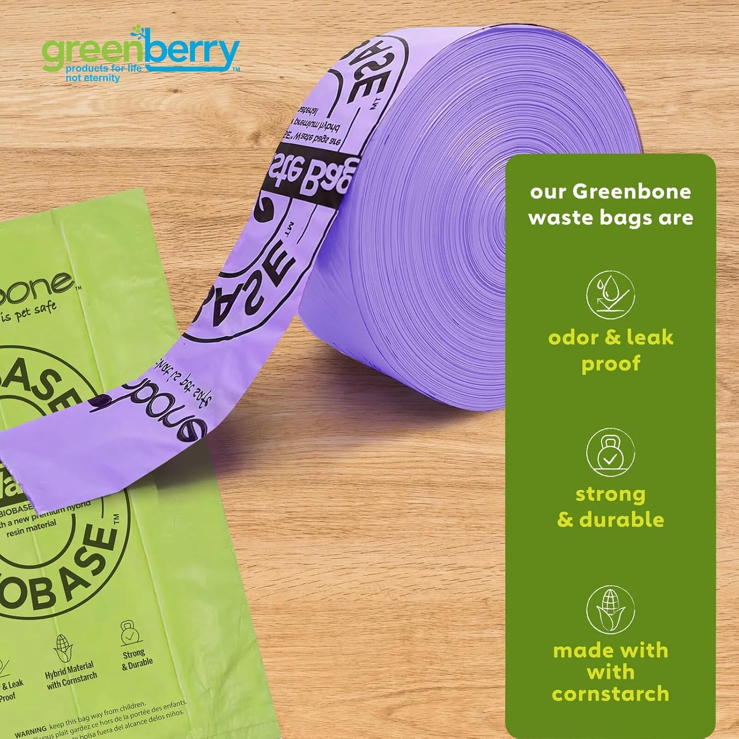 BioBase Lavender-Scented 300-Count Poop Bag Roll in Box Dispenser