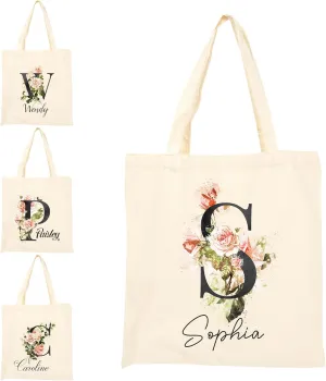 BJZLWJ Personalized Canvas Bags for Women, Custom Present Bag w/Name Text, Suitable for Wedding, Birthday, Beach, Holiday