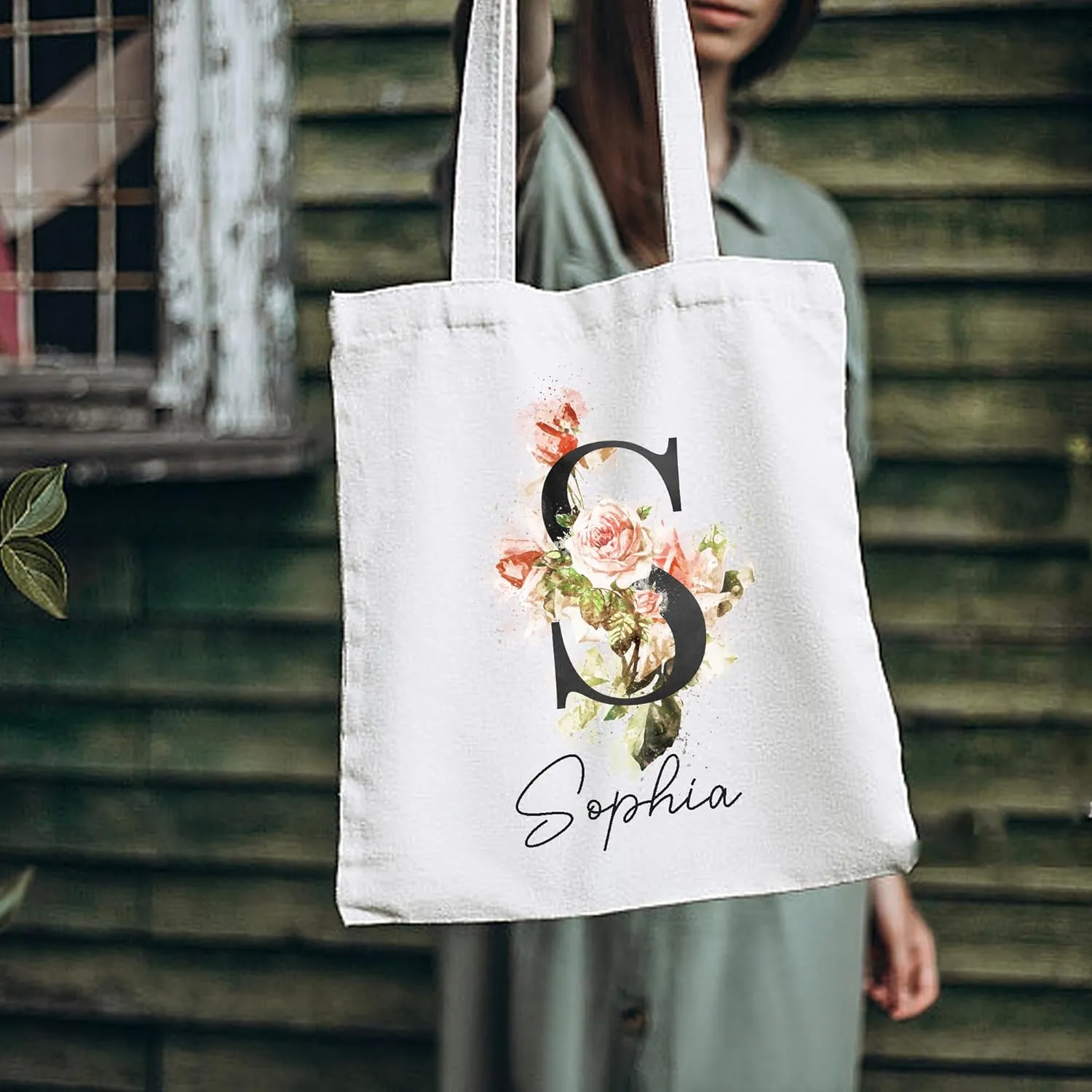 BJZLWJ Personalized Canvas Bags for Women, Custom Present Bag w/Name Text, Suitable for Wedding, Birthday, Beach, Holiday