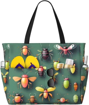 Black And White Lines Spacious Large Capacity Beach Travel Bag - Foldable Beach Bag Tote Bag With Zipper