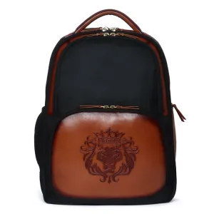 Black Denier Tan Leather Trims Light Weight Backpack