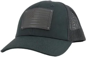 Black Leather American Flag with Rivets Trucker Snap Back Hat Patriotic Elegance and Rugged Charm