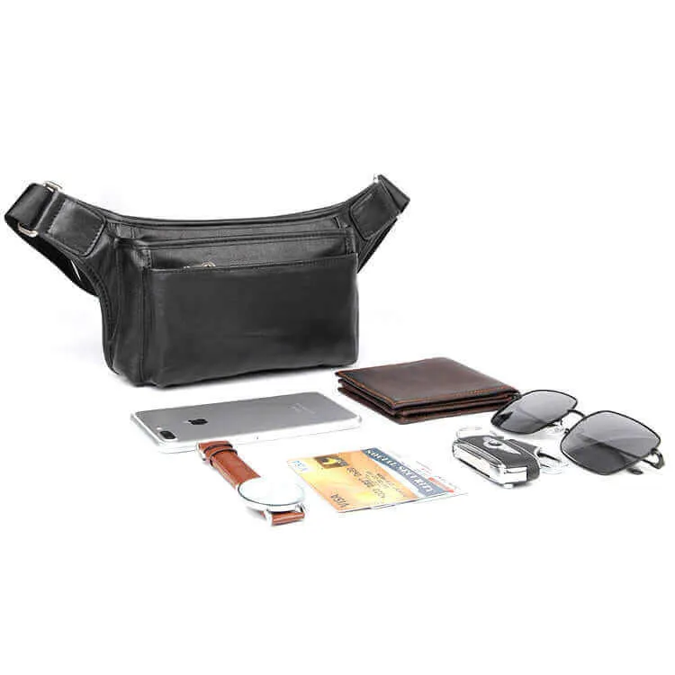Black Leather Waist Bag | Multi-Functional Bum Bag NZ