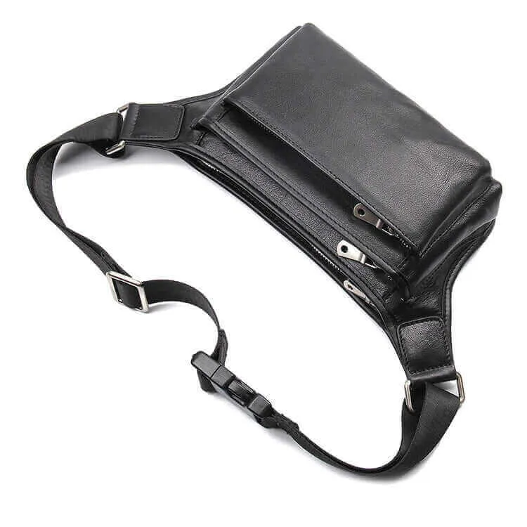 Black Leather Waist Bag | Multi-Functional Bum Bag NZ