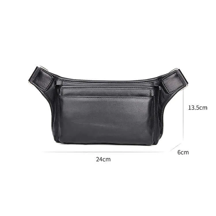 Black Leather Waist Bag | Multi-Functional Bum Bag NZ