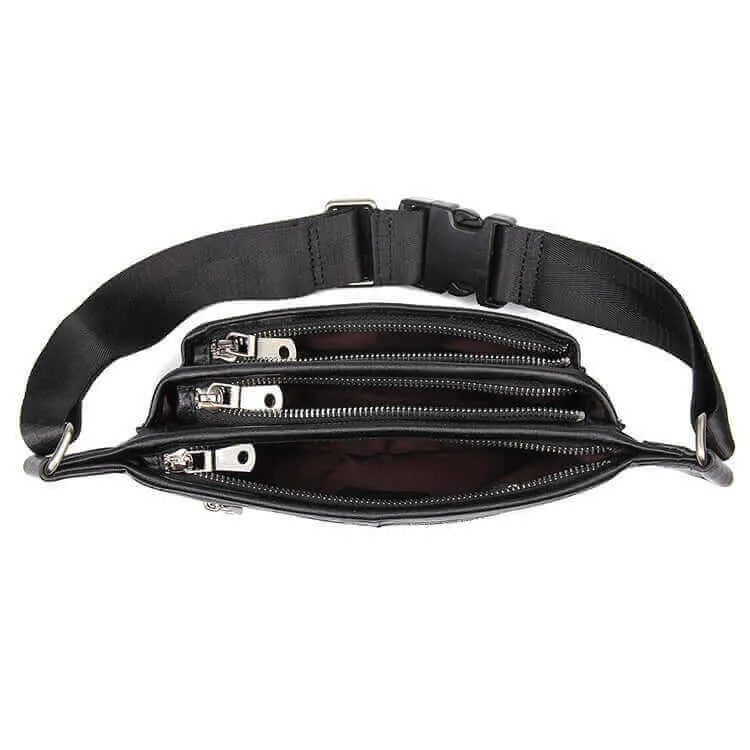 Black Leather Waist Bag | Multi-Functional Bum Bag NZ