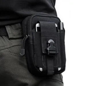 Black Tactical Pouch Belt Phone Holder Waist Bag Military Fanny Pack Classy Outdoor Travel Workout Sports Hands-Free Waist Bag For Running Outdoor Activities