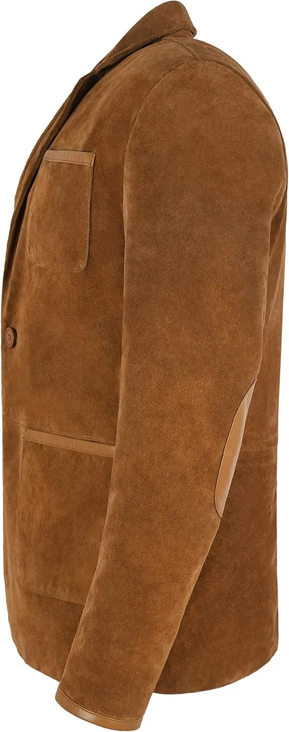 Blazer Coat TAN Suede Classic Tailored Soft 100% Real Suede Jacket 5831