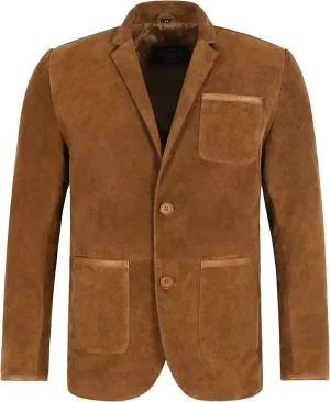 Blazer Coat TAN Suede Classic Tailored Soft 100% Real Suede Jacket 5831