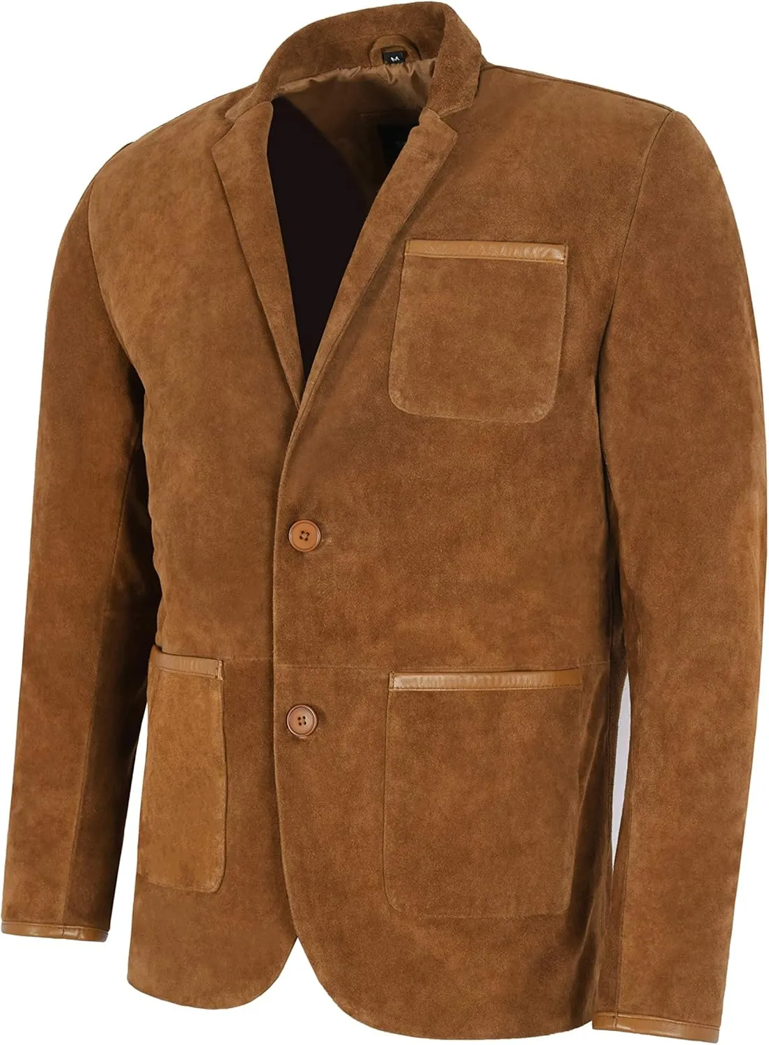 Blazer Coat TAN Suede Classic Tailored Soft 100% Real Suede Jacket 5831