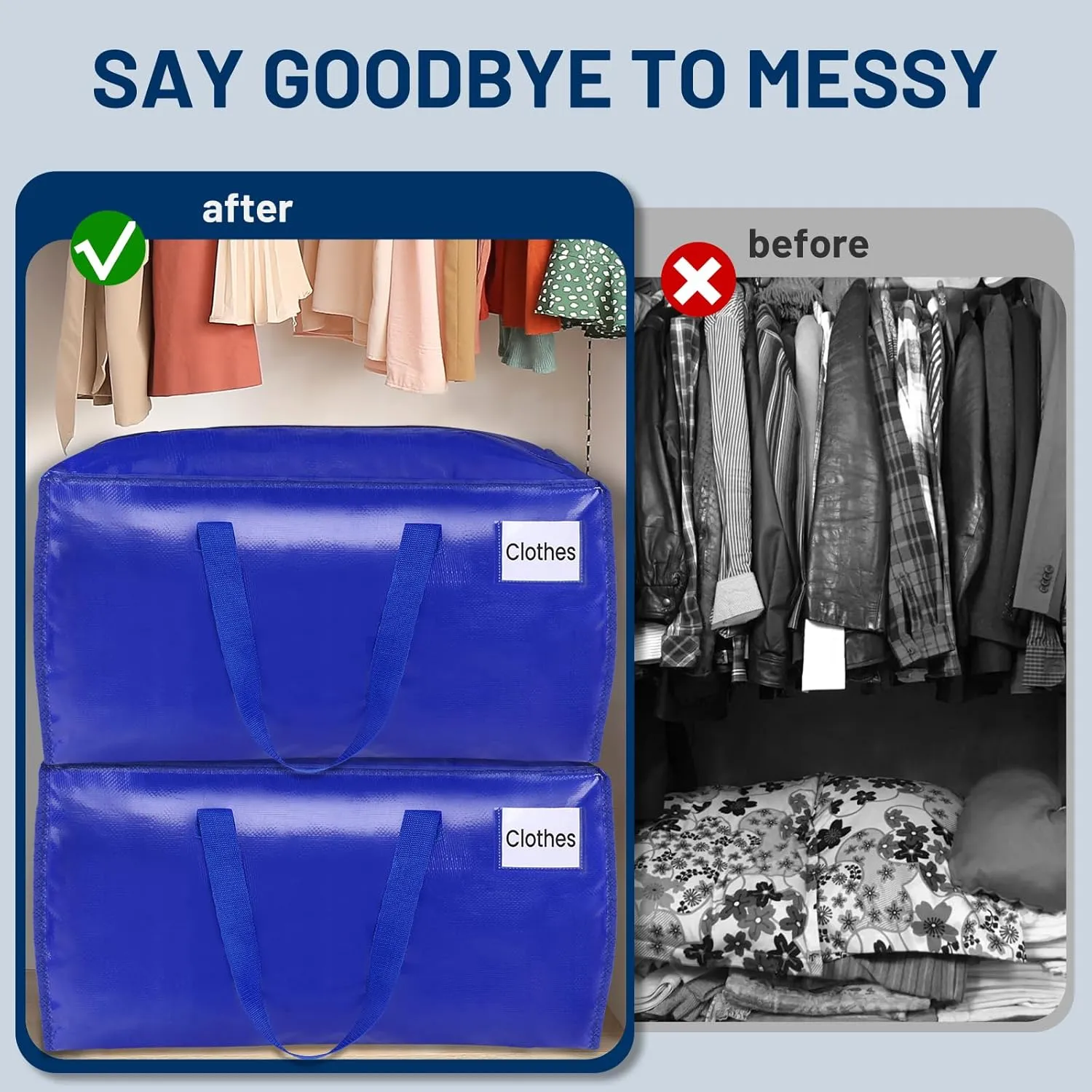 BlissTotes Moving Bags, Heavy Duty Moving Supplies & Storage Bags, Extra Large Packing Bags, Boxes with Tag Pockets, Collapsible Fold Flat Storage Totes, Alternative to Box and Bin, 93L, 6 Packs