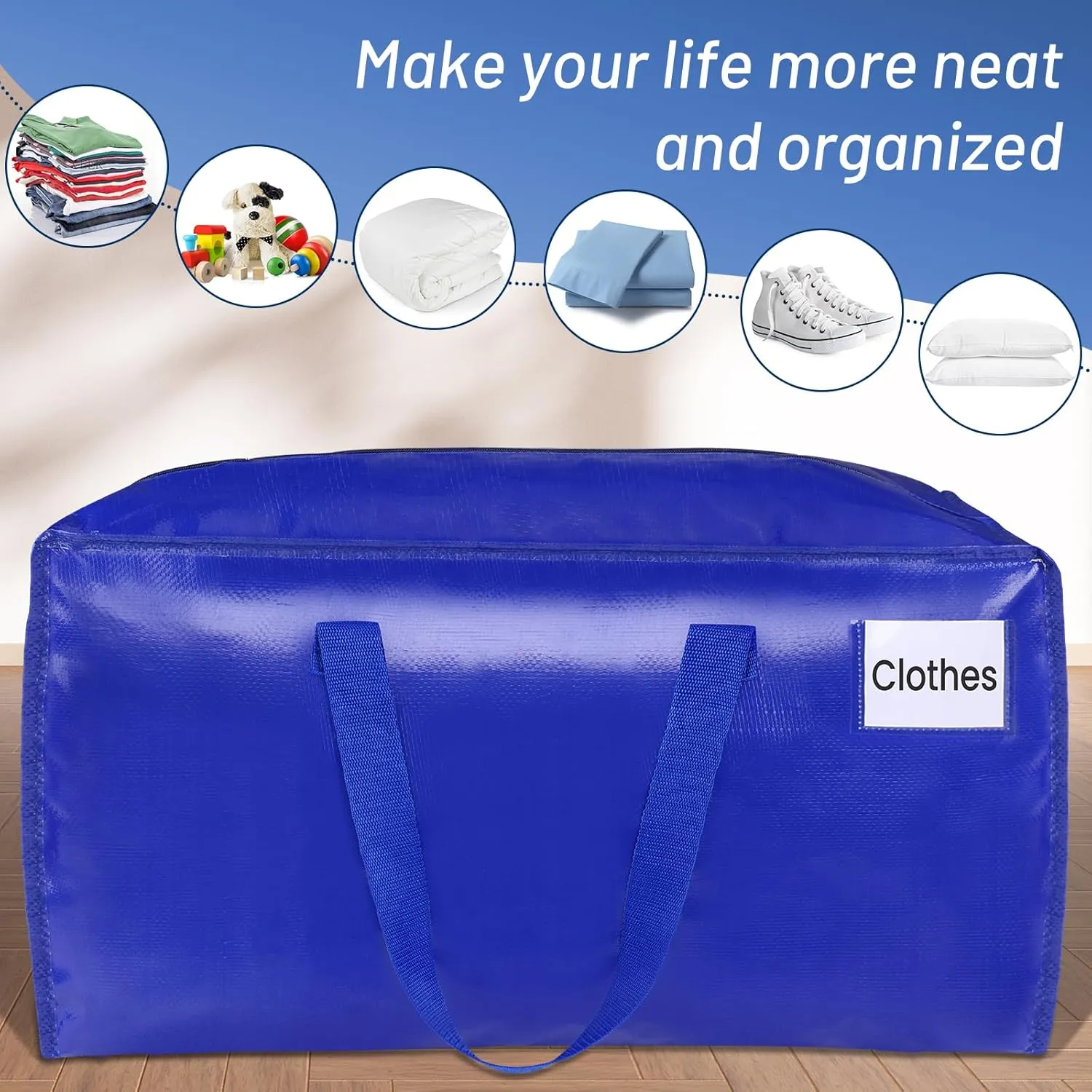 BlissTotes Moving Bags, Heavy Duty Moving Supplies & Storage Bags, Extra Large Packing Bags, Boxes with Tag Pockets, Collapsible Fold Flat Storage Totes, Alternative to Box and Bin, 93L, 6 Packs