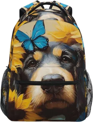 Bloodhound Dog Sunflower Backpack Daypack Shoulder Bag Book Bag Lightweight Back Pack 11.4 ×16 Inches