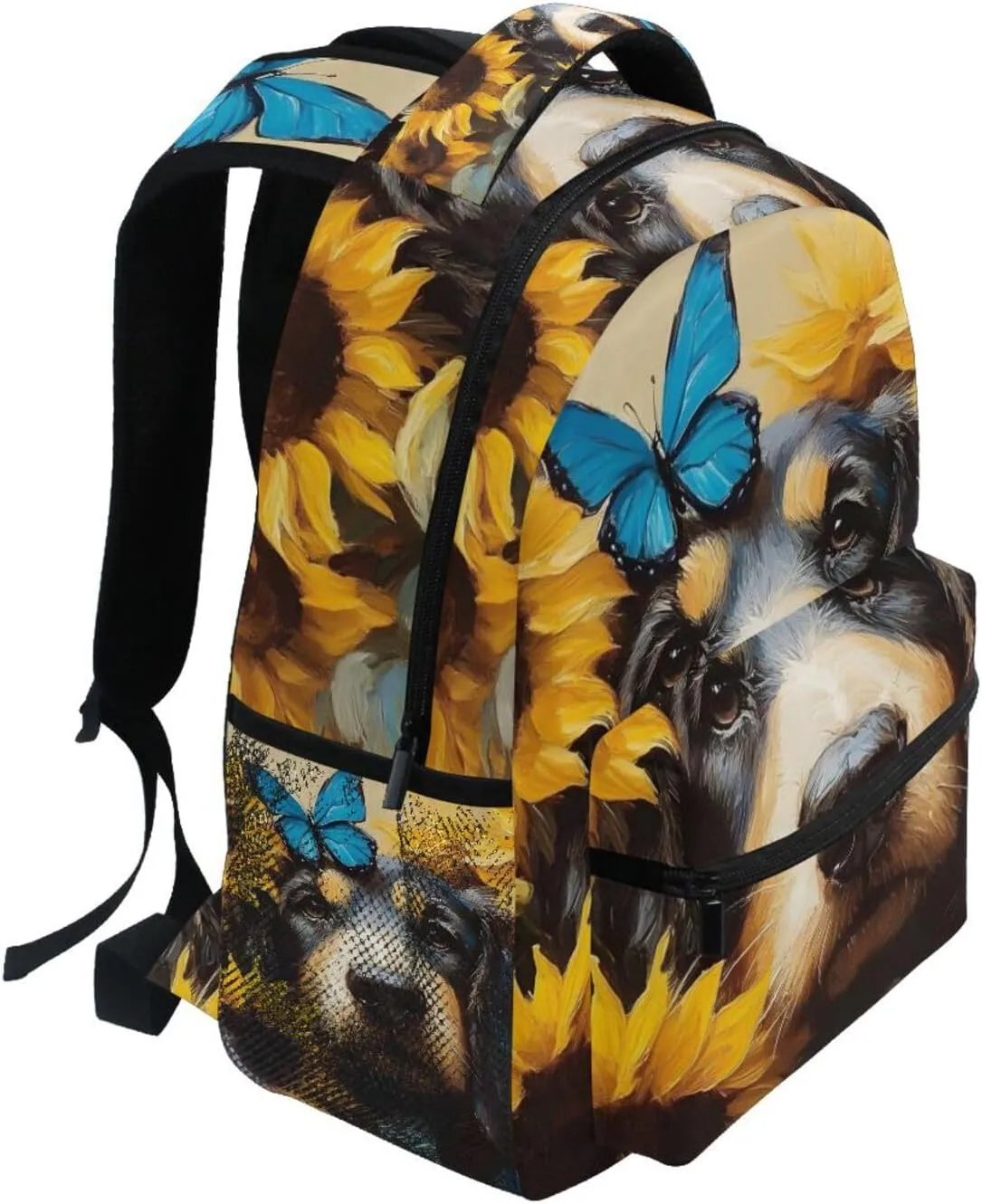 Bloodhound Dog Sunflower Backpack Daypack Shoulder Bag Book Bag Lightweight Back Pack 11.4 ×16 Inches