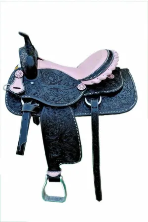 BNB International Western Barrel Racing Horse Saddles Trail Equestrian Pony & Adult Classic Quality Premium Leather for Horse Riding Size:10-18 inches Seat Available BRL217