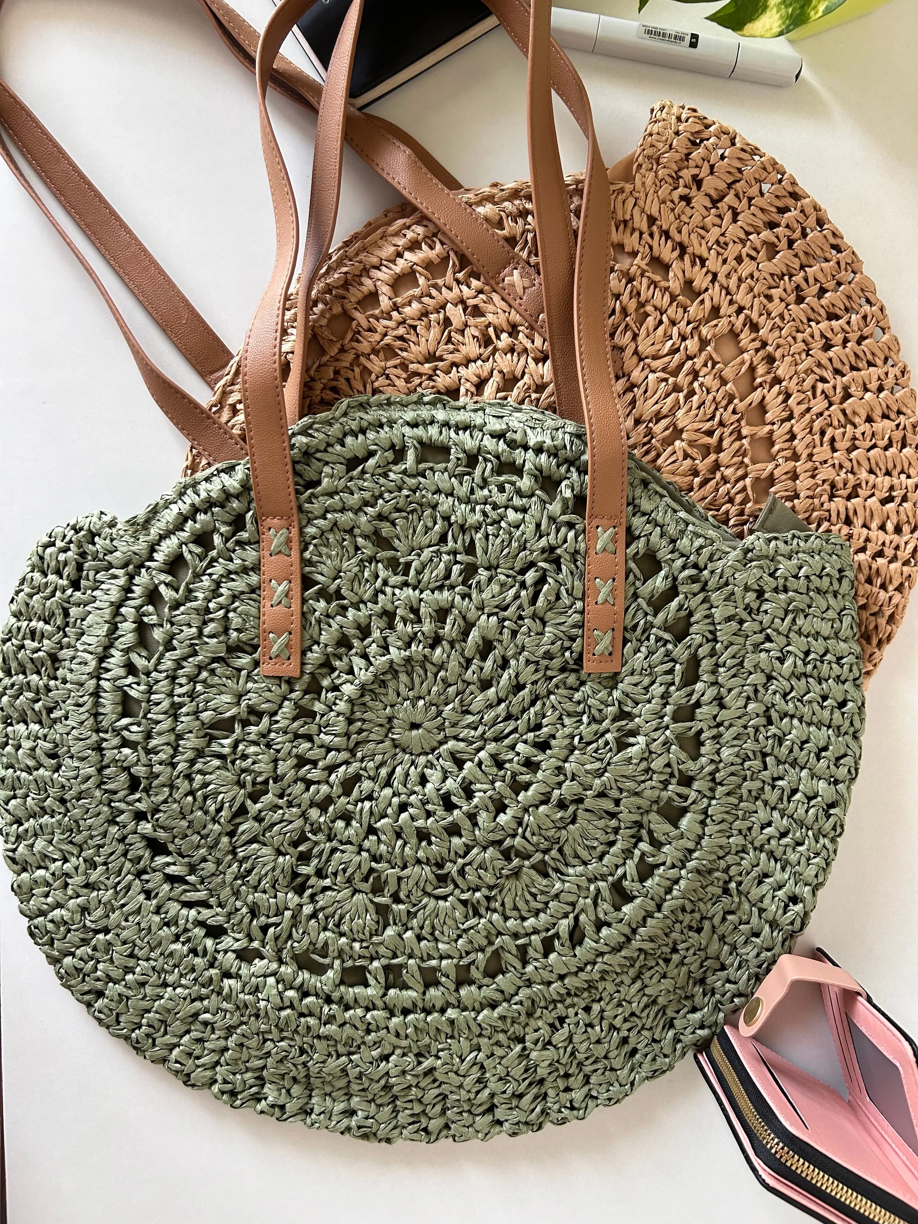 Bohemian round woven handbag
