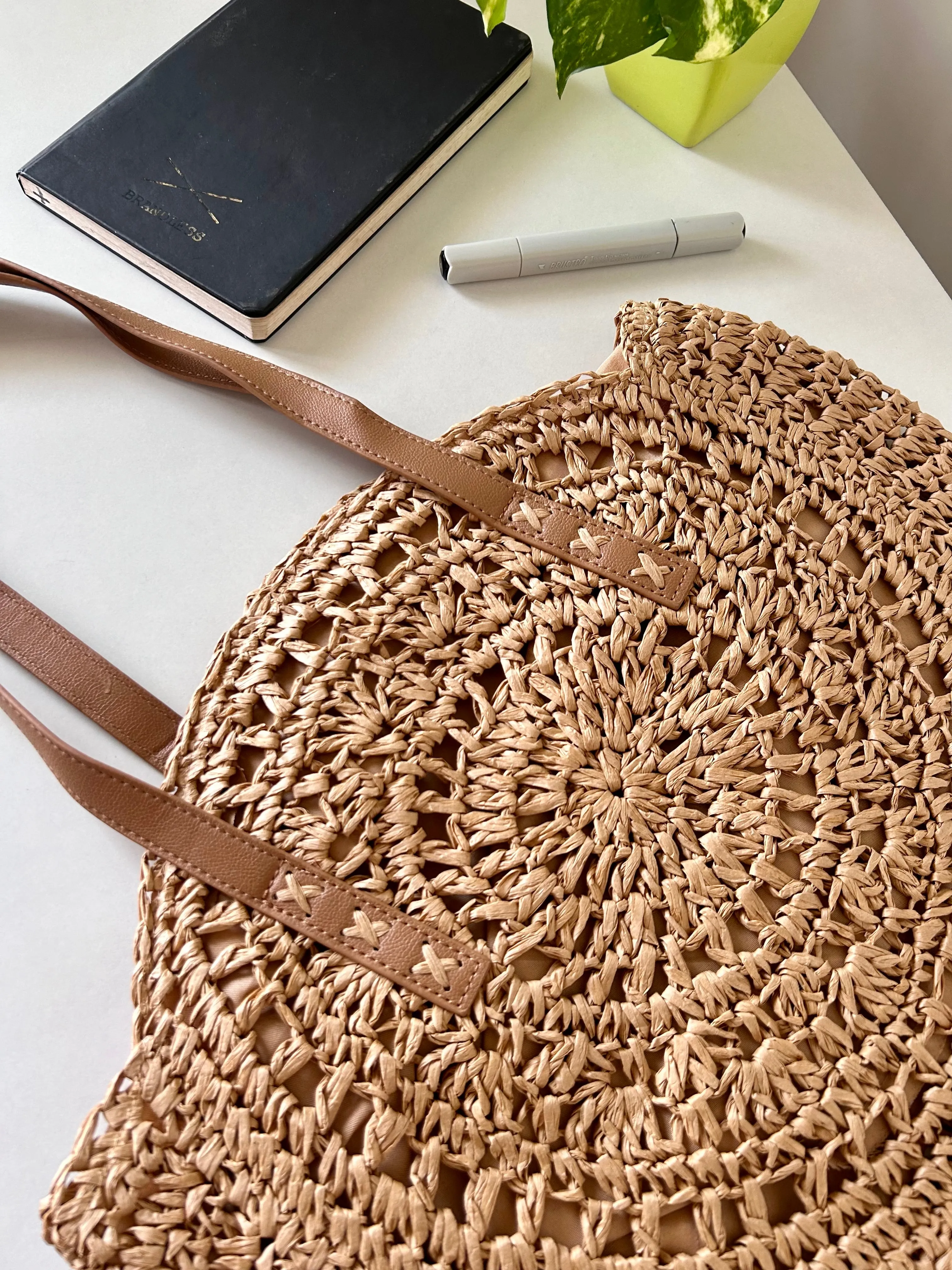 Bohemian round woven handbag