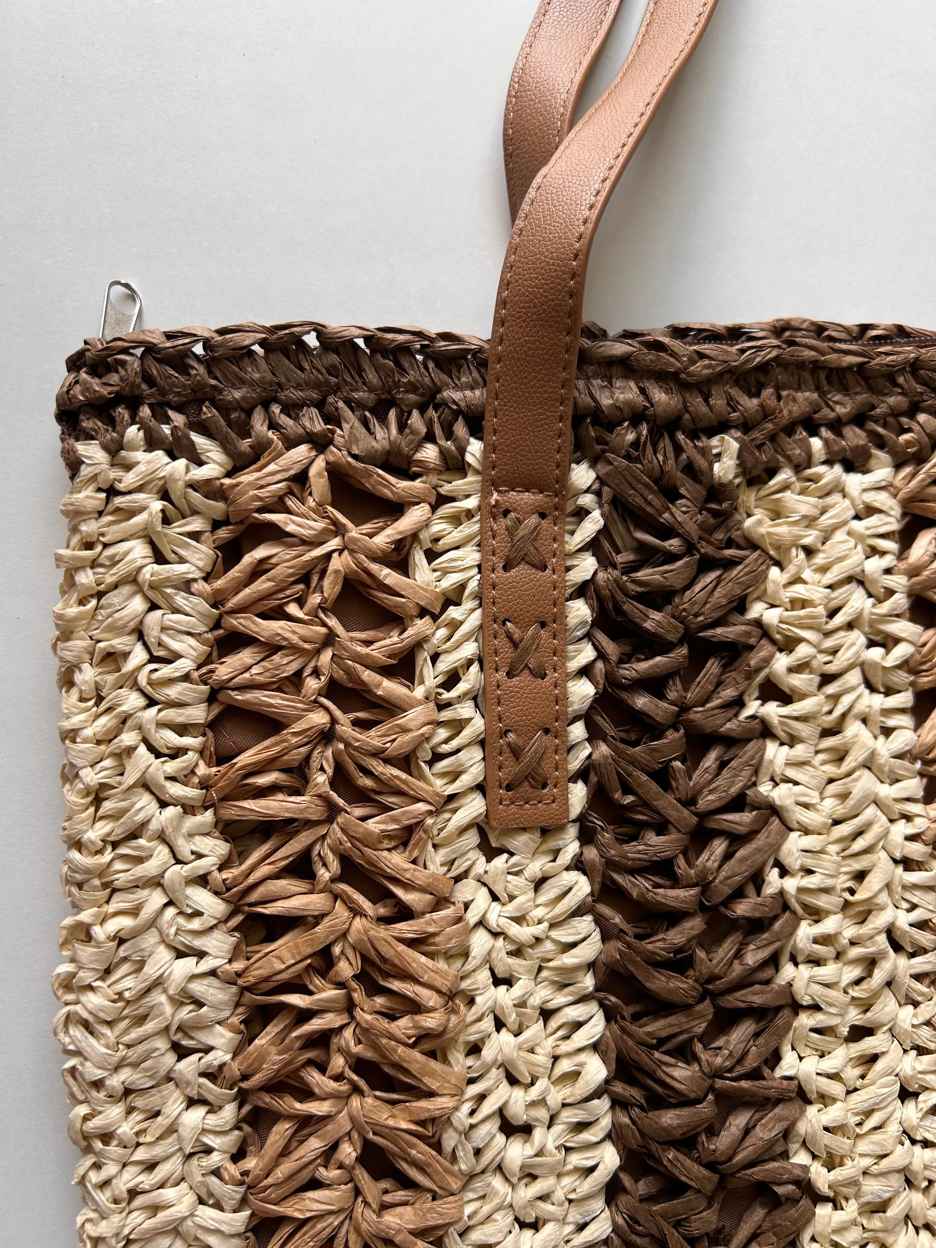 Bohemian stripe woven handbag