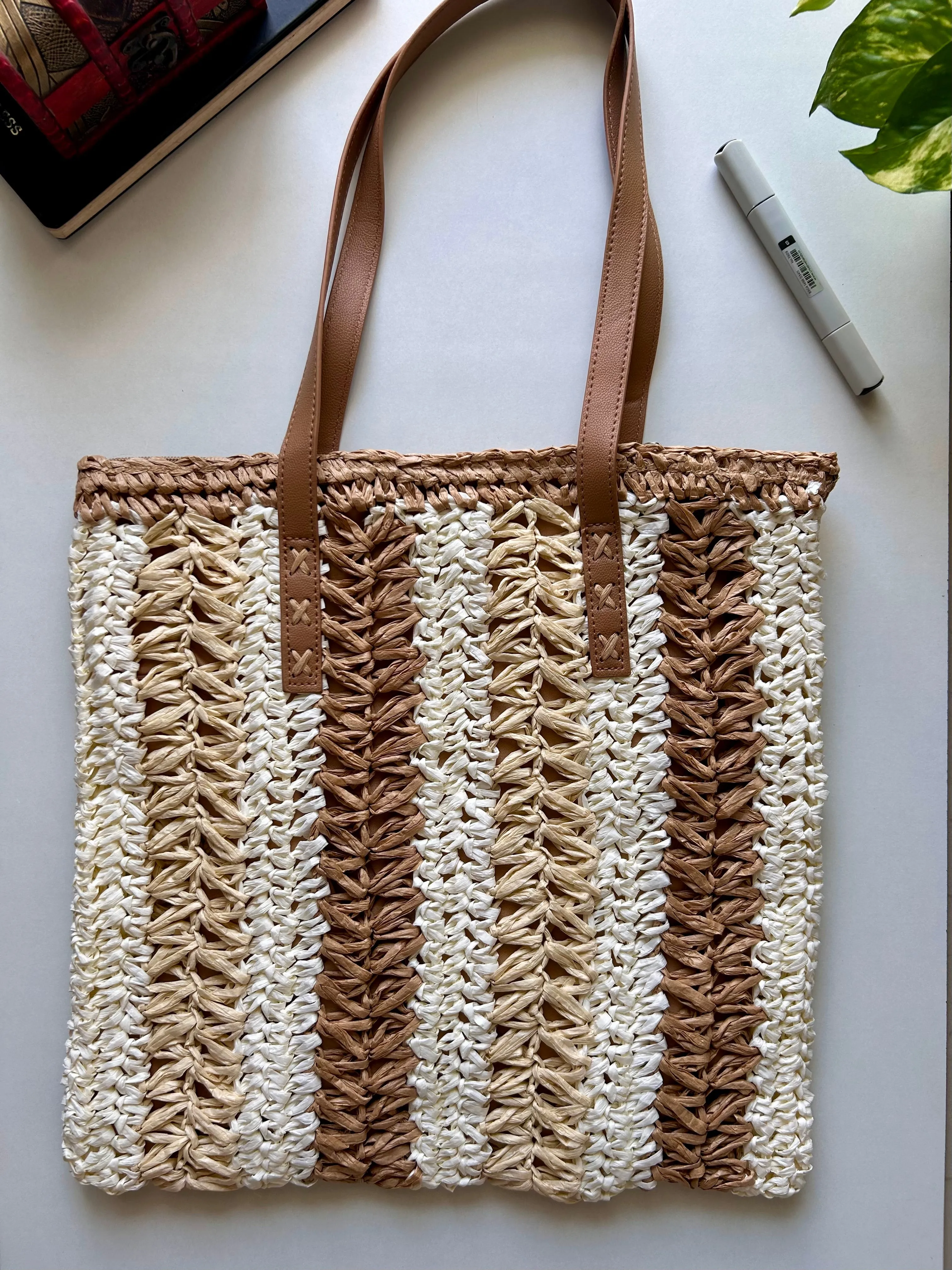 Bohemian stripe woven handbag