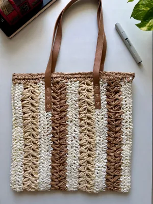 Bohemian stripe woven handbag