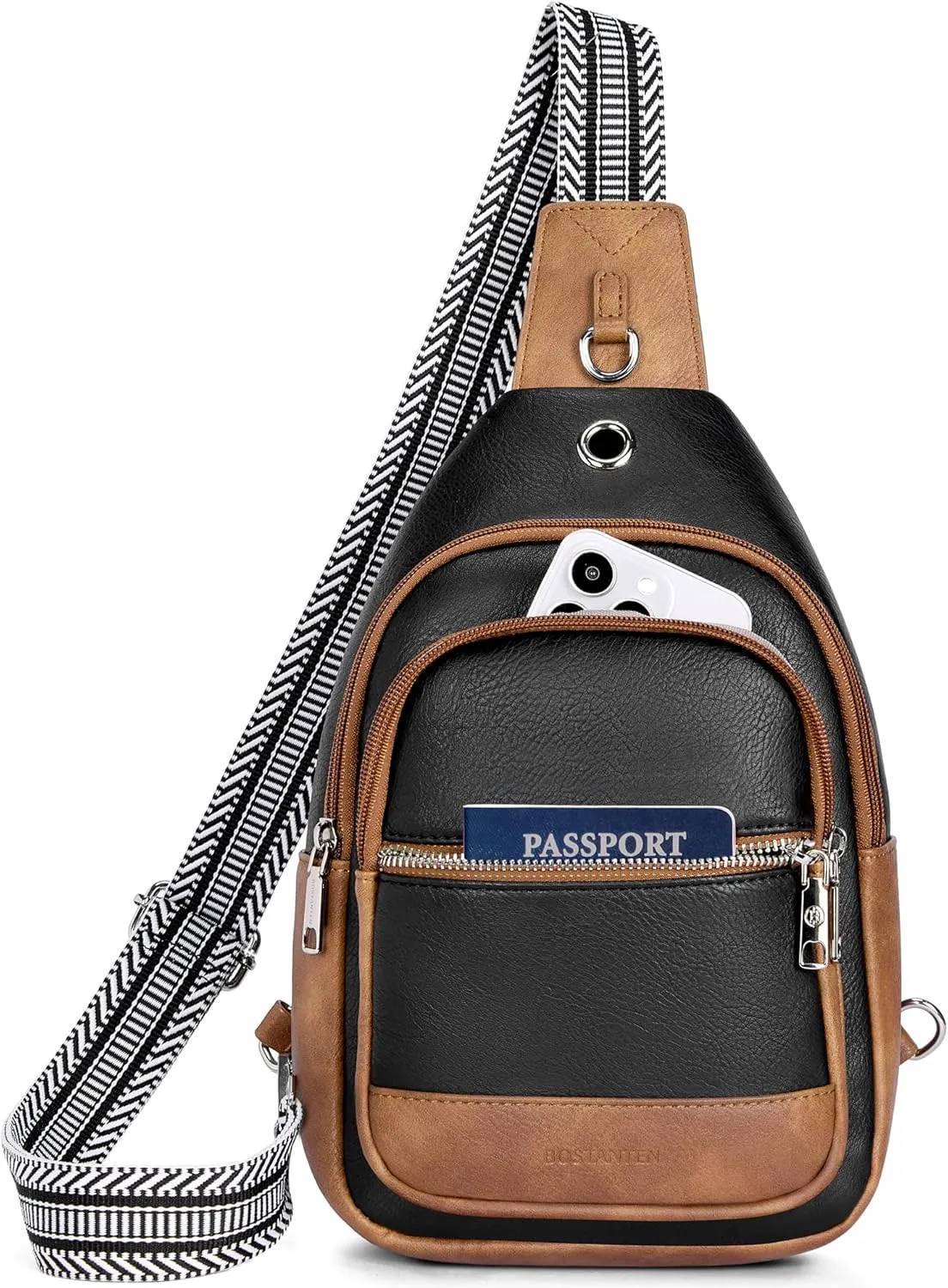 BOSTANTEN 7L Sling Bag For Women CrossBody Bags Large Cross Body Purse Vegan Leather Sling Backpack for Travel Essentials