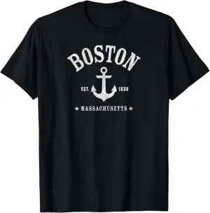 BOSTON MA Nautical Design W. Anchor & Details, Est. 1630 T-Shirt