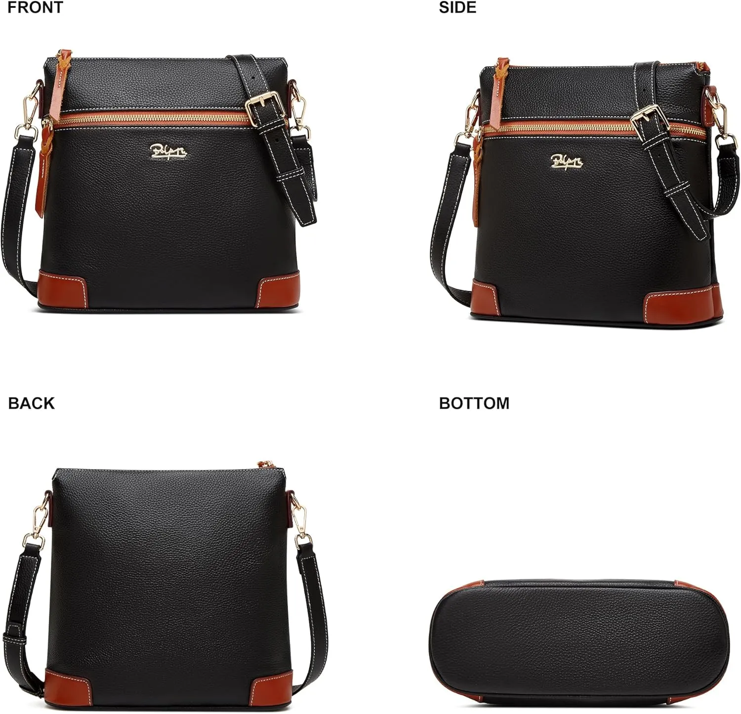 BOYATU Genuine Leather Crossbody Bag Women: Medium Leather Shoulder Purse - Trendy Handbag Travel Adjustable Strap