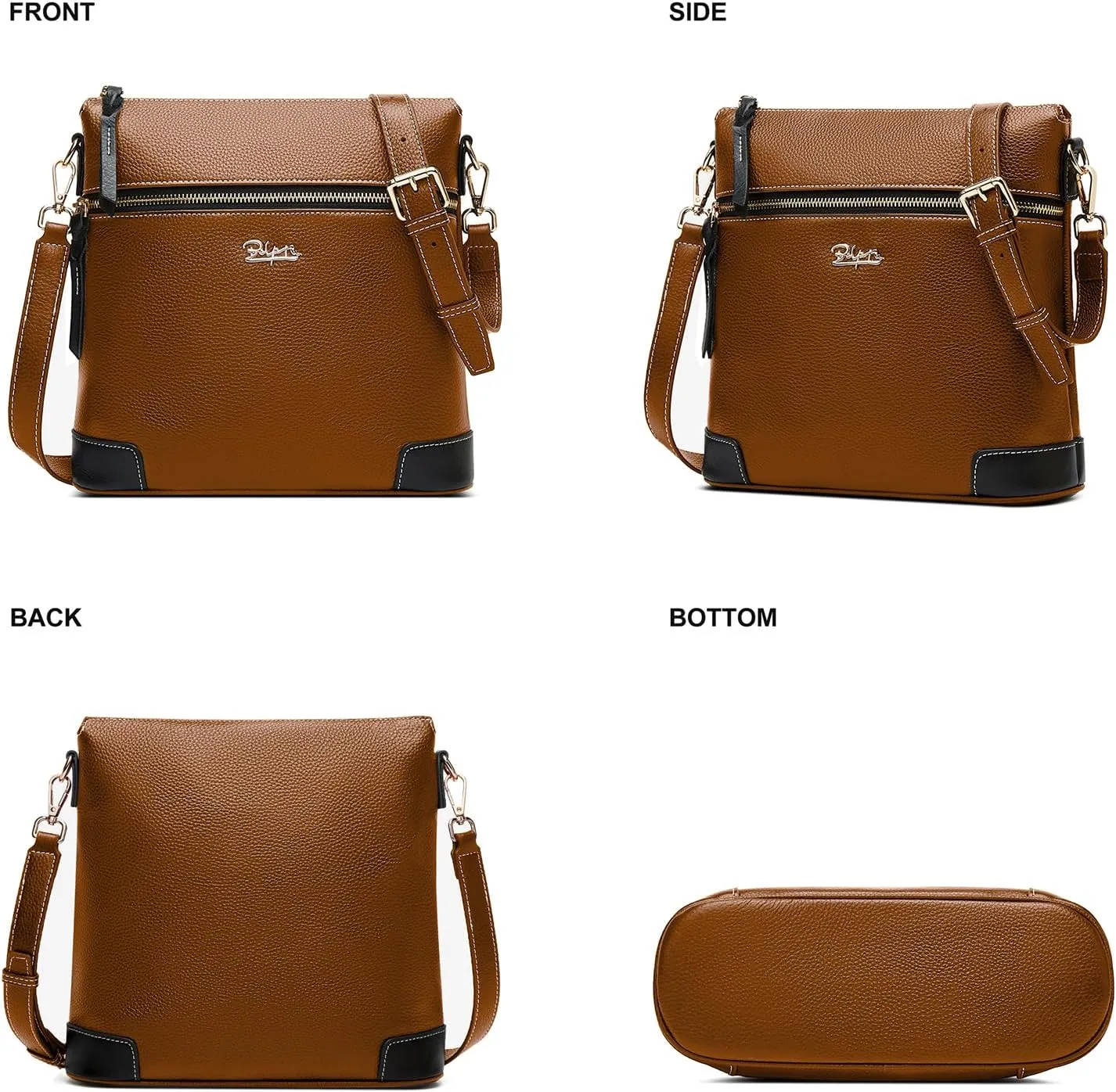 BOYATU Genuine Leather Crossbody Bag Women: Medium Leather Shoulder Purse - Trendy Handbag Travel Adjustable Strap