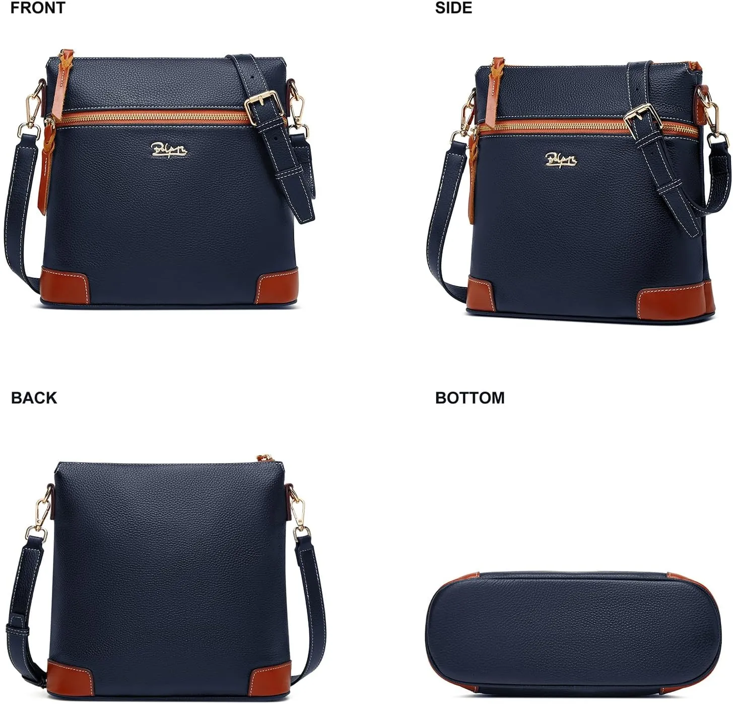 BOYATU Genuine Leather Crossbody Bag Women: Medium Leather Shoulder Purse - Trendy Handbag Travel Adjustable Strap