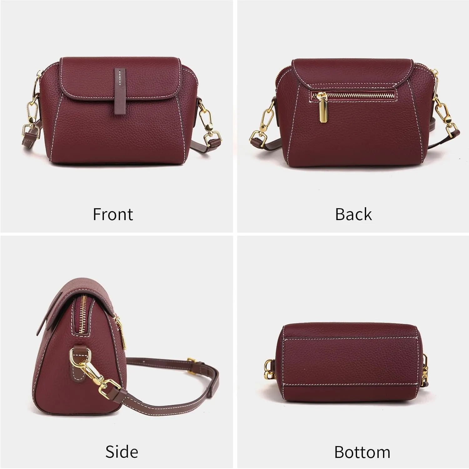 BOYATU Small Leather Crossbody Bags for Women: Genuine Leather Purse for Ladies - Retro Shoulder Handbags for Travel Commute