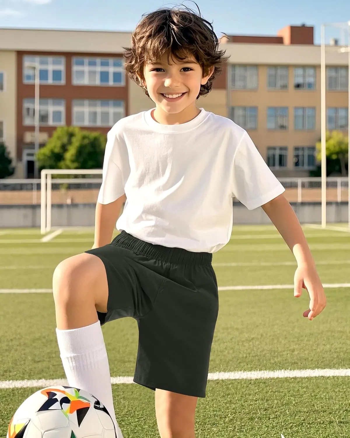 Boys Athletic Shorts Kids Quick Dry Basketball Soccer Running Sports Gym Active Performance Shorts with Pockets