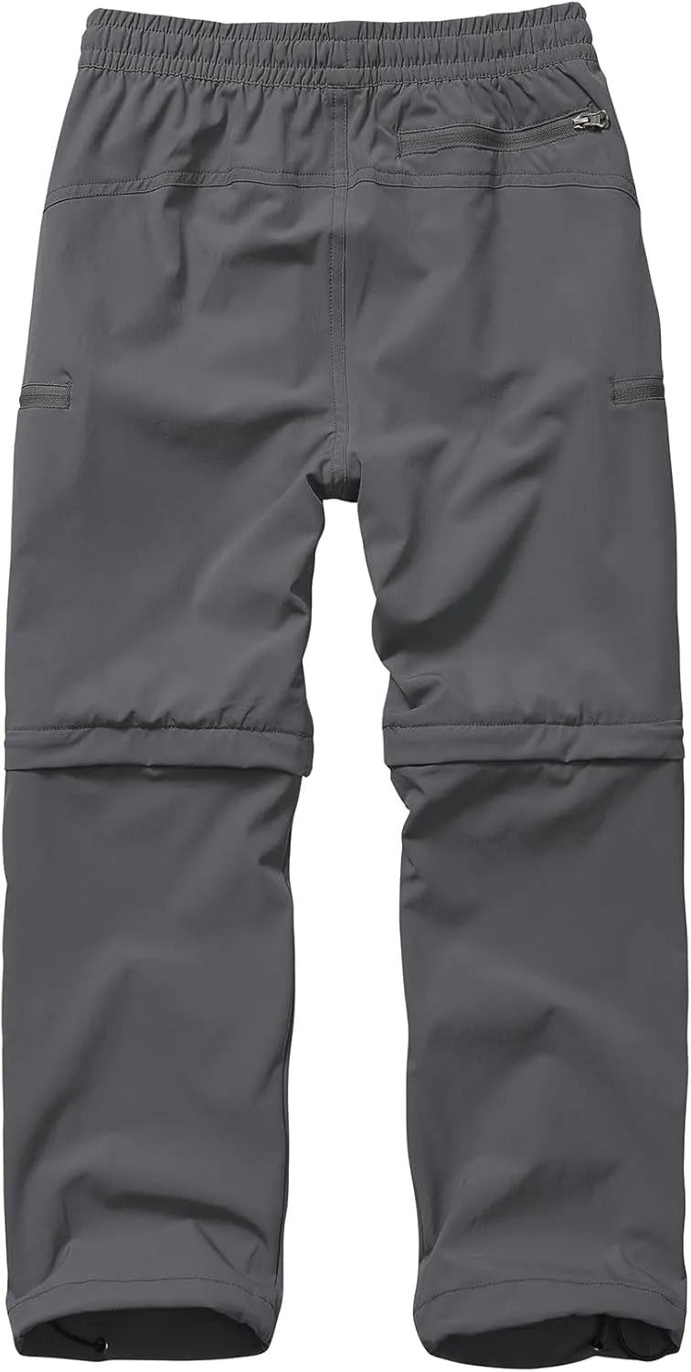 Boys Kids Hiking Cargo Pants, Youth Outdoor Quick Dry UPF 50 Lightweight Waterproof Climbing Caming Safari Convertible Pants