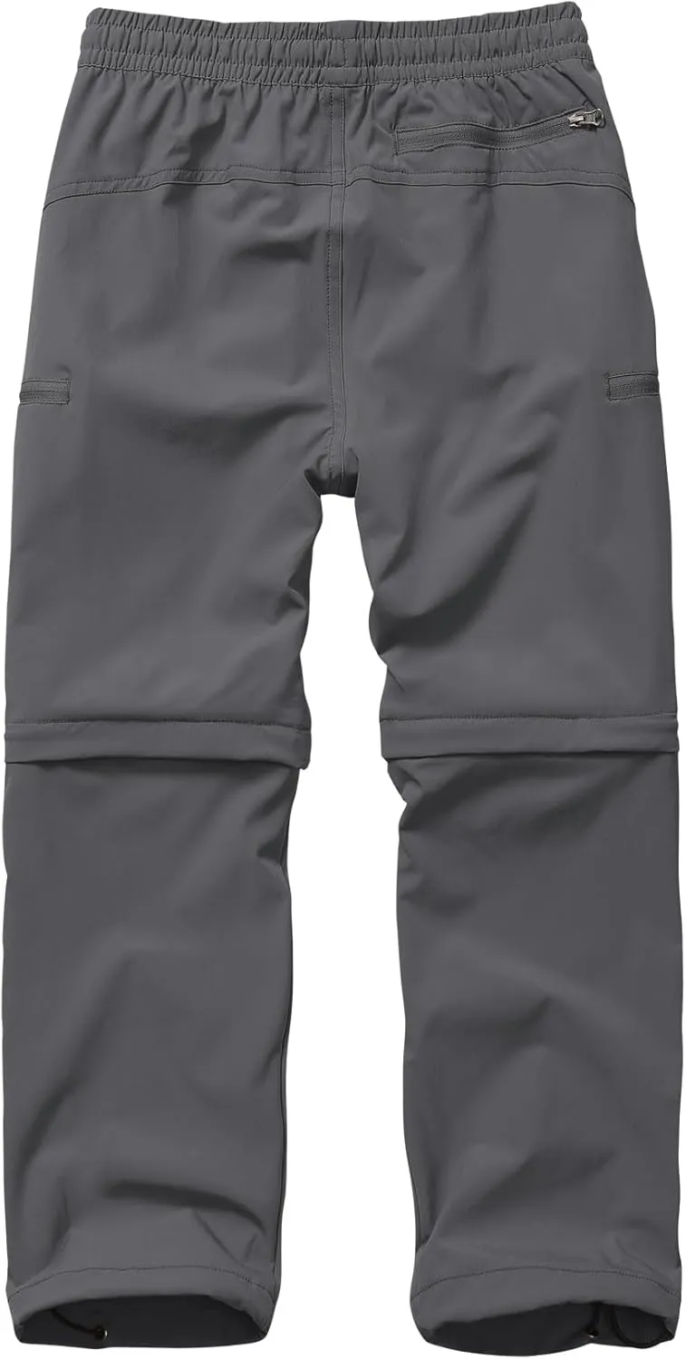 Boys Kids Hiking Cargo Pants, Youth Outdoor Quick Dry UPF 50 Lightweight Waterproof Climbing Caming Safari Convertible Pants