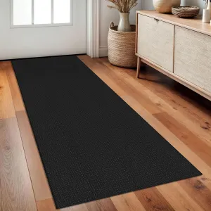 Braided Runner Rug 2x5 Ft Washable Runners for Hallways Non Slip Rubber Backed Kitchen Runners Cotton Entryway Runner Indoor, Woven Floor Carpet for Hall Kitchen Bedroom, Black/Grey