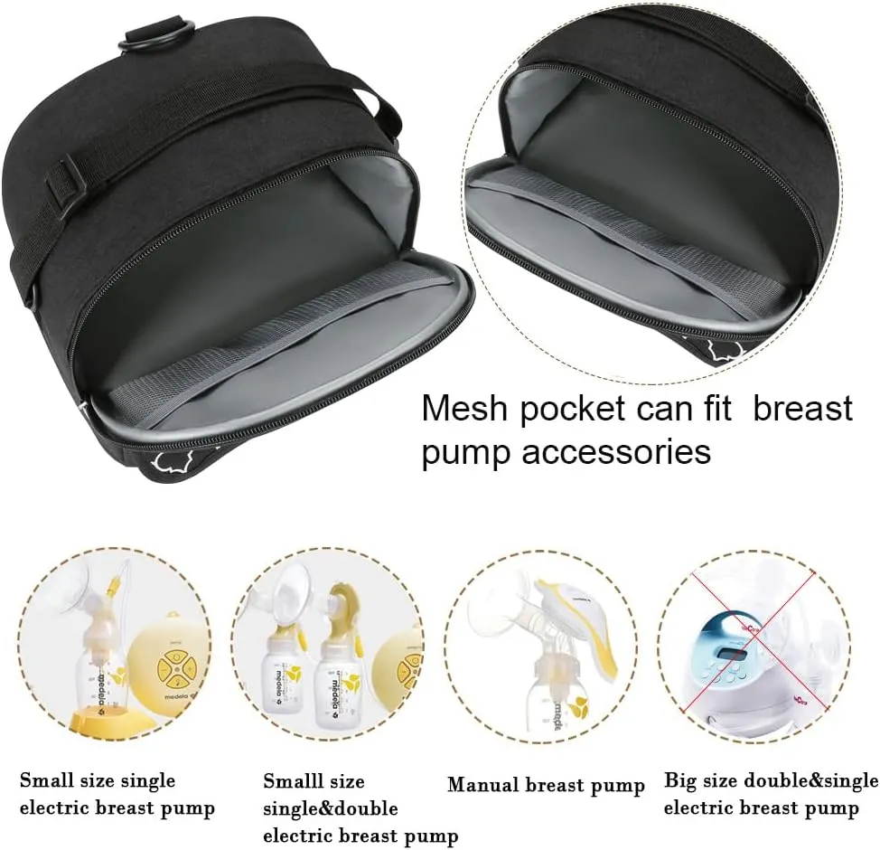 Breast Pump Bag Backpack - Cooler and Moistureproof Bag Double Layer for Mother Baby Bottle Breast Milk Pump Outdoor Working Backpack (Geometry Black)