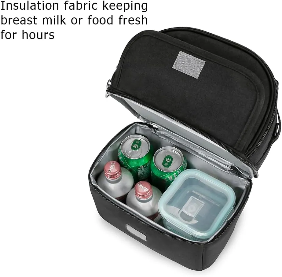 Breast Pump Bag Backpack - Cooler and Moistureproof Bag Double Layer for Mother Baby Bottle Breast Milk Pump Outdoor Working Backpack (Geometry Black)