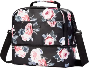 Breast Pump Bag Cooler Compartment for Breast Pump - Cooler and Moistureproof Bag Double Layer for Mother Breast Milk Pump Lunch Bag Outdoor Working (Flower)