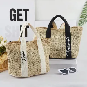 bride   bridesmaid straw tote bags