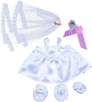 Bride Outfit with Veil & Bouquet for Stuffed Animals - Fits Most 14"-18" Plush Toys & Teddy Bears, Stylish Bridal Dress, Ideal Gift for Kids, Party Favors
