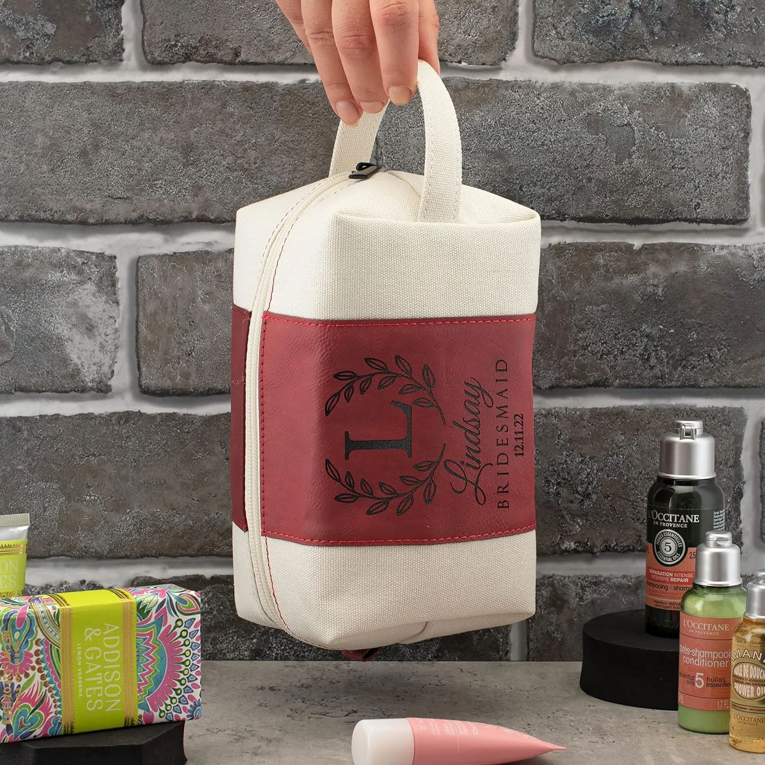 Bridesmaid Gifts Set of 3, Personalized Toiletry Bag for Women, 3 Designs & 4 Colors, Custom w/Name, Title, Date, Bridesmaid Proposal Gifts, Bridal Shower Gift, Bachalorette Party Favors, D1 - BLACK